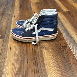 Vans Blue and Gray High-Top Sneakers with Signature Stripe